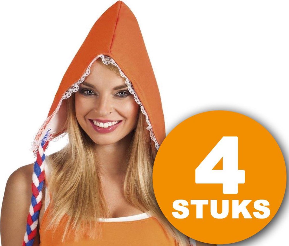 Oranje Feestkleding | 4 stuks Boerinnenkapje | Feestkleding EK Voetbal 2021